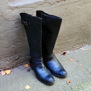 Unknown Brand Leather Calf High Boots Black Size 39